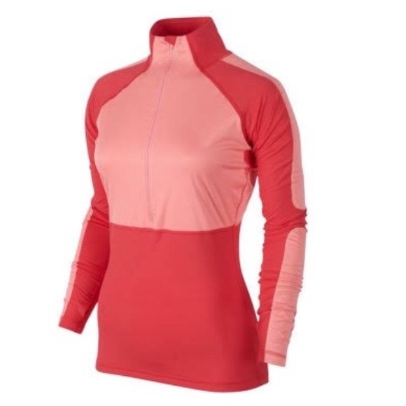 Nike Tops - basically new coral Nike pro zip up shirt